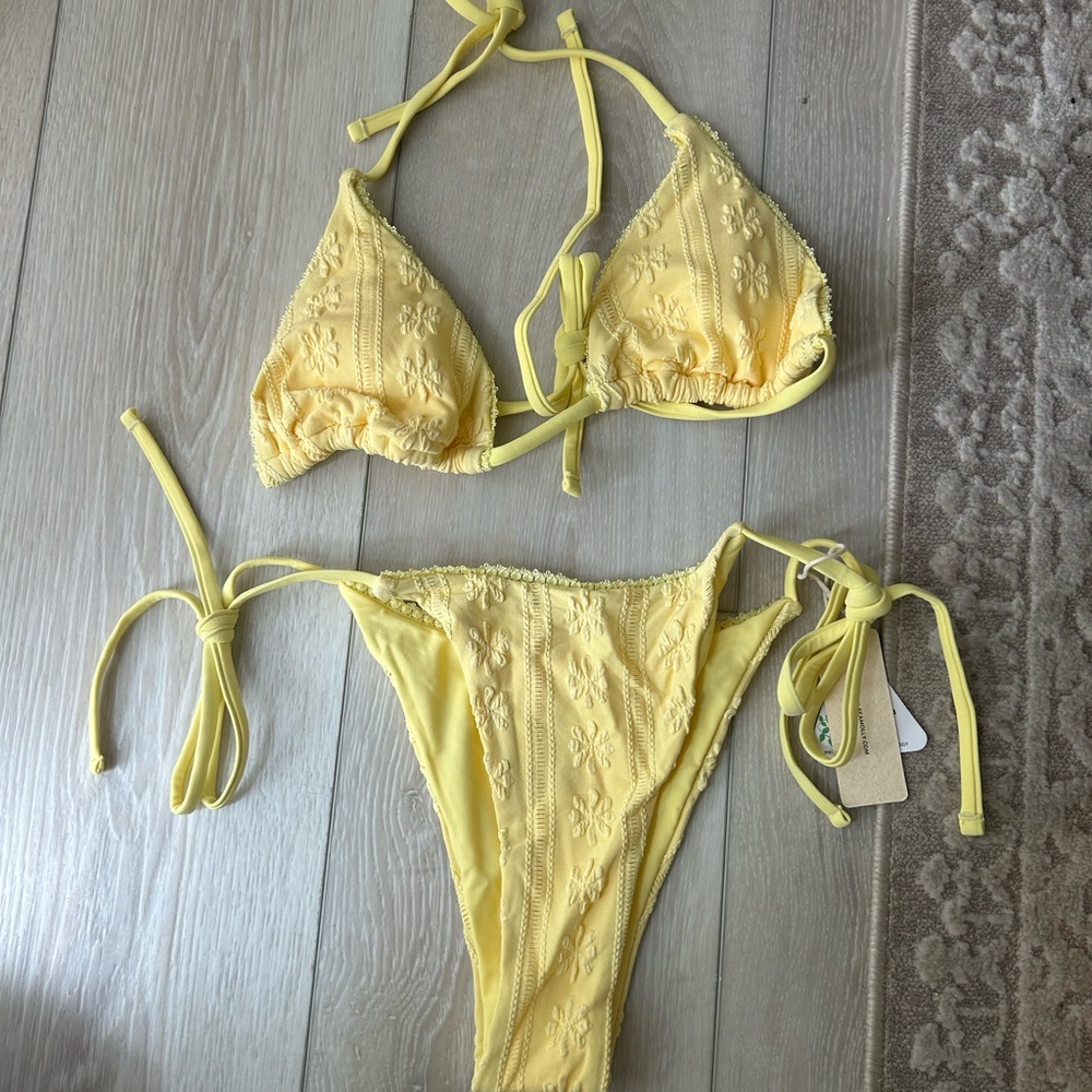 Yellow Satin Bikini Set Swim